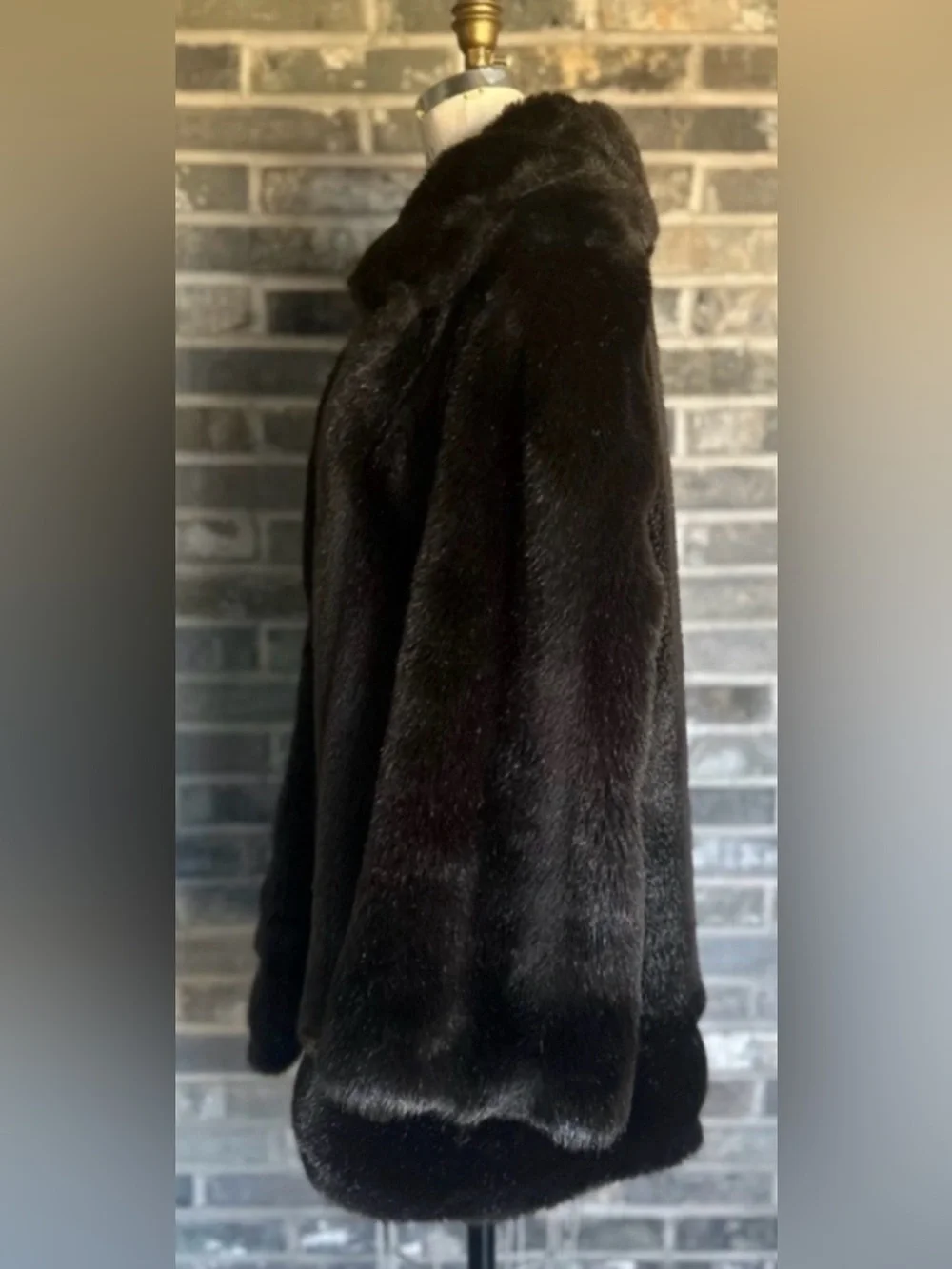 Vintage Sears Fashions Faux Fur Coat Brown Shaggy Mod Glam Womens 12